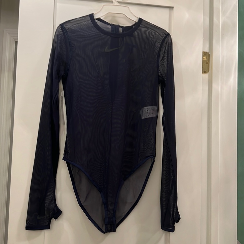 Nike navy blue mesh, long sleeve, bodysuit new with tags